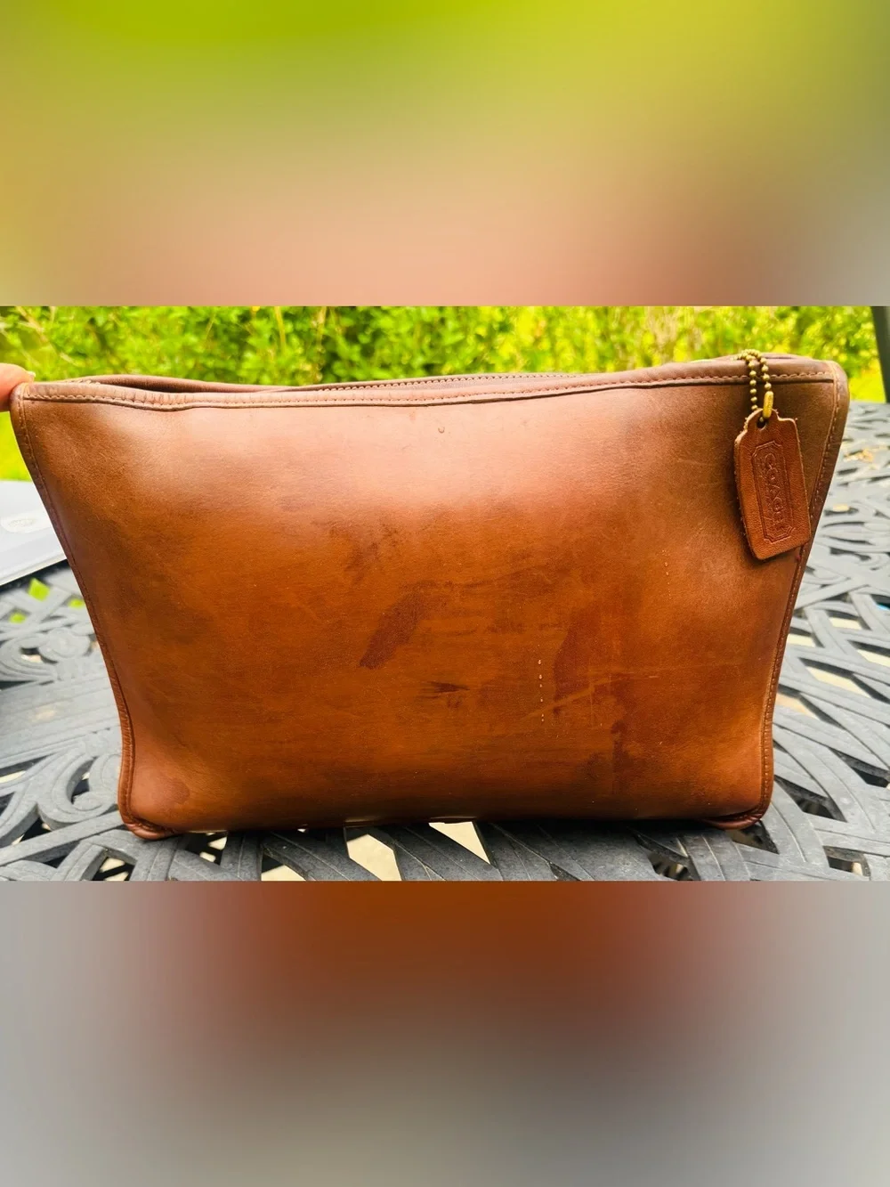 Coach Men's Brown Leather Zip Pouch - Picture 5 of 10